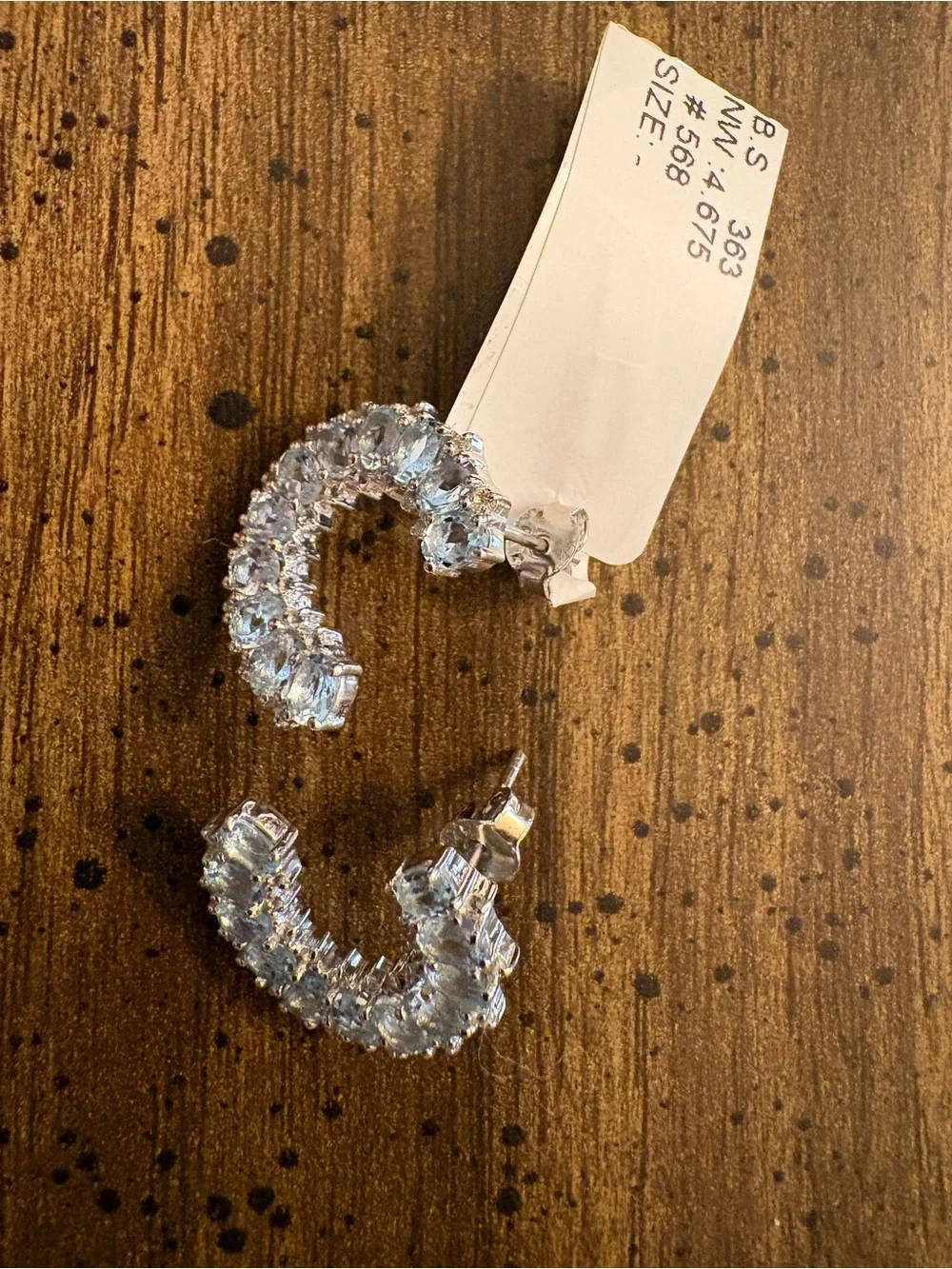NEW 925 Sterling Silver 5.26 CT Blue & White Topaz Open Hoop Earrings